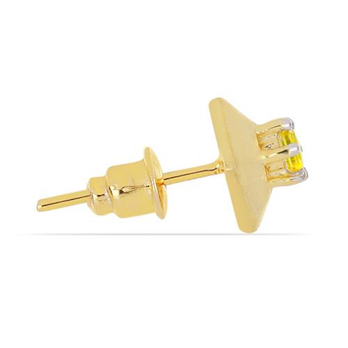 14K GOLD NATURAL YELLOW SAPPHIRE SINGLE STONE EARRINGS